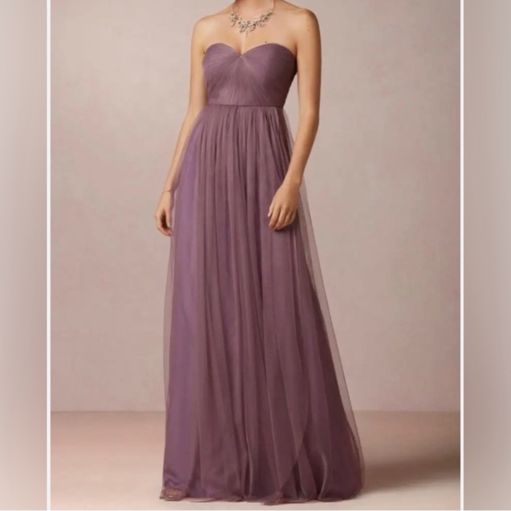 Elegant Strapless Purple Evening Gown